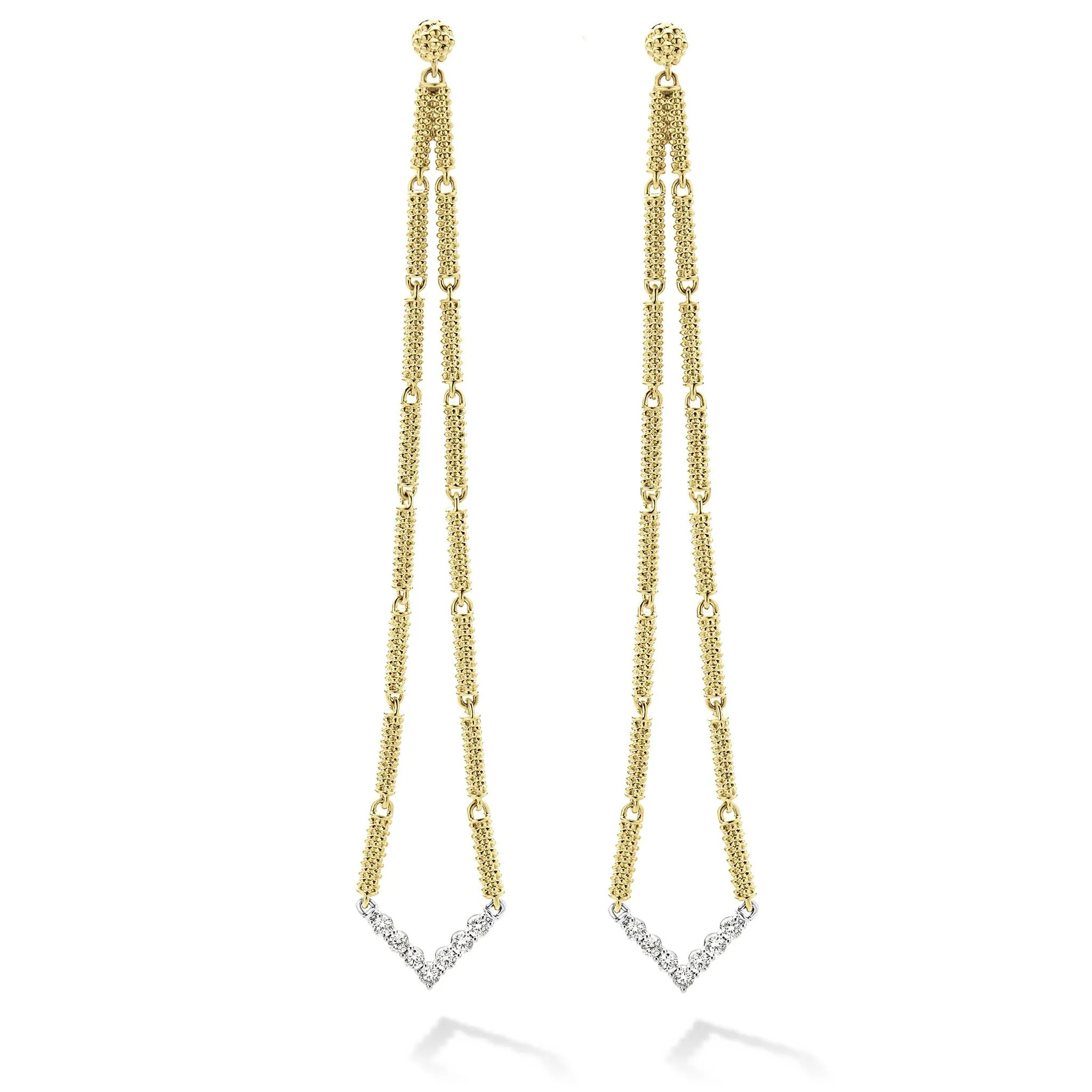 Signature Caviar Extra Long Superfine Diamond Drop Earrings
