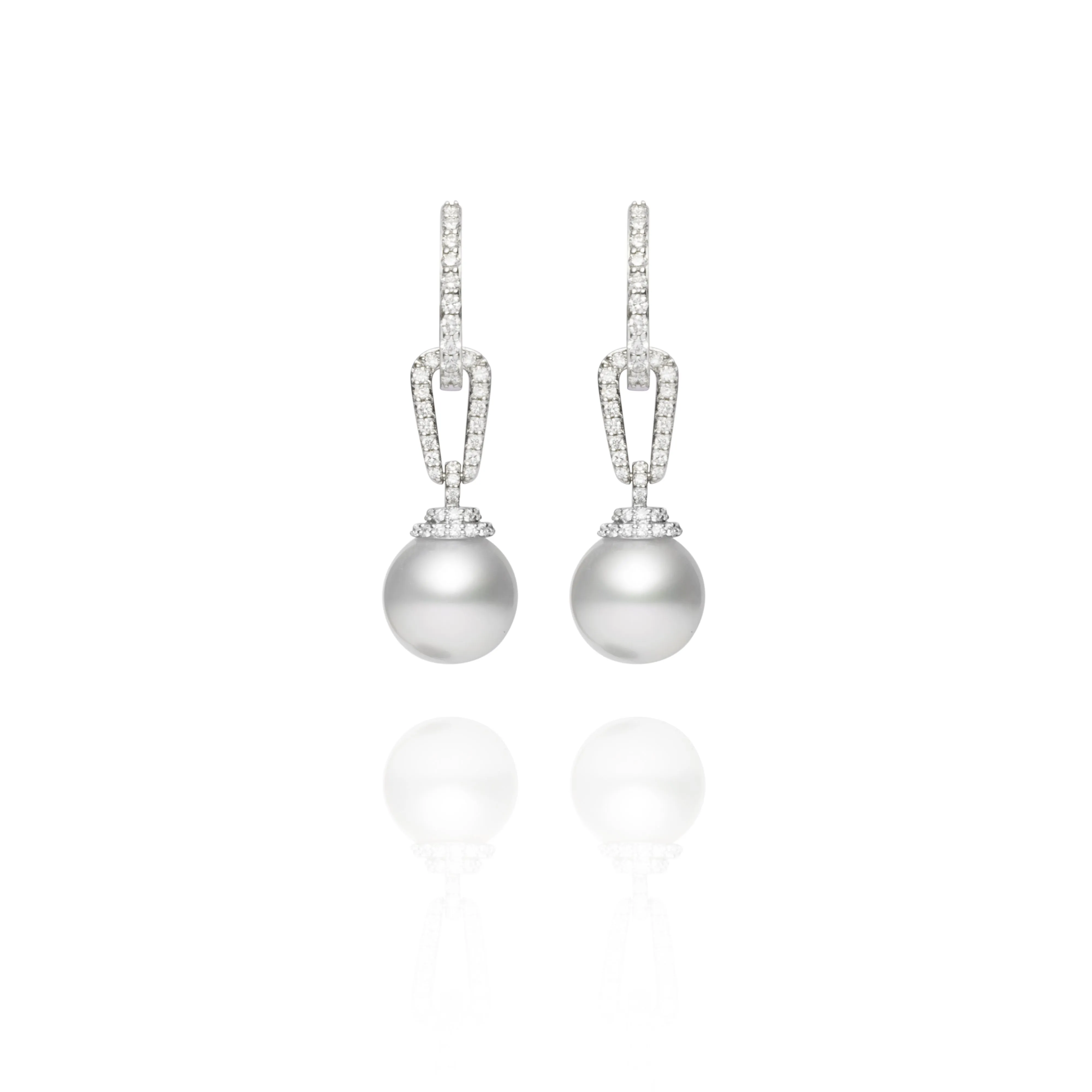 Signature South Sea and Diamond Link Earrings