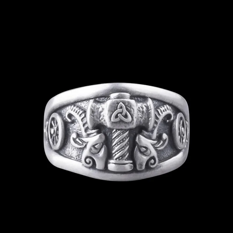 Silver Thor Hammer Ring