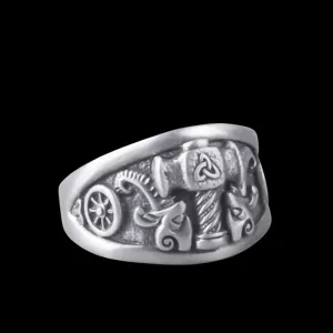 Silver Thor Hammer Ring