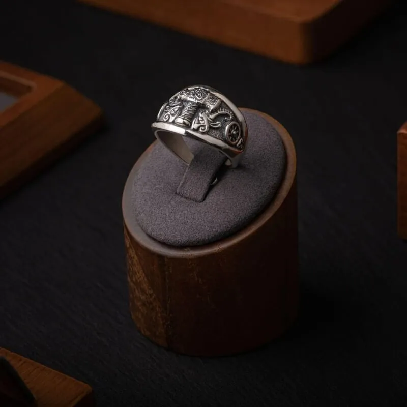 Silver Thor Hammer Ring