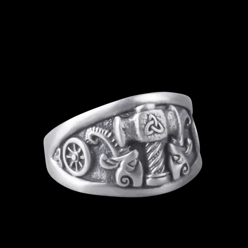 Silver Thor Hammer Ring