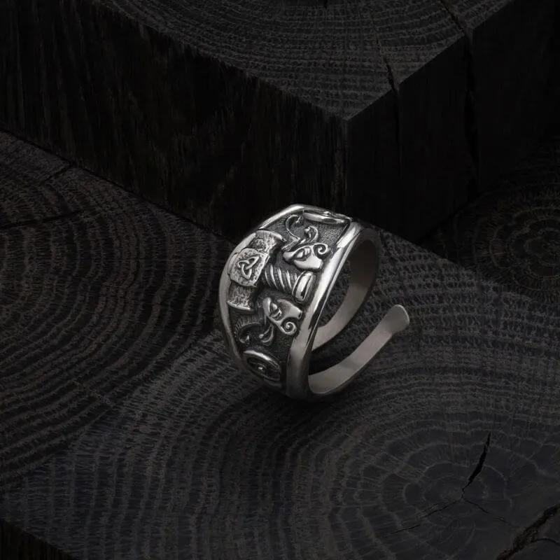 Silver Thor Hammer Ring