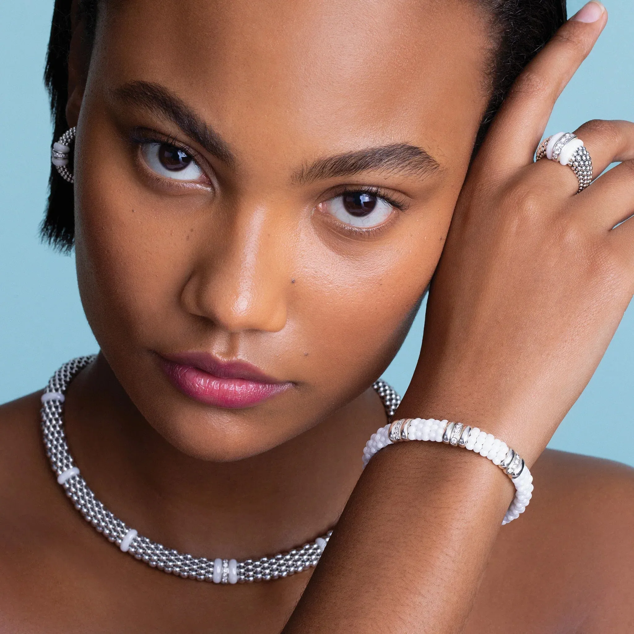 Single Station Diamond Caviar Necklace