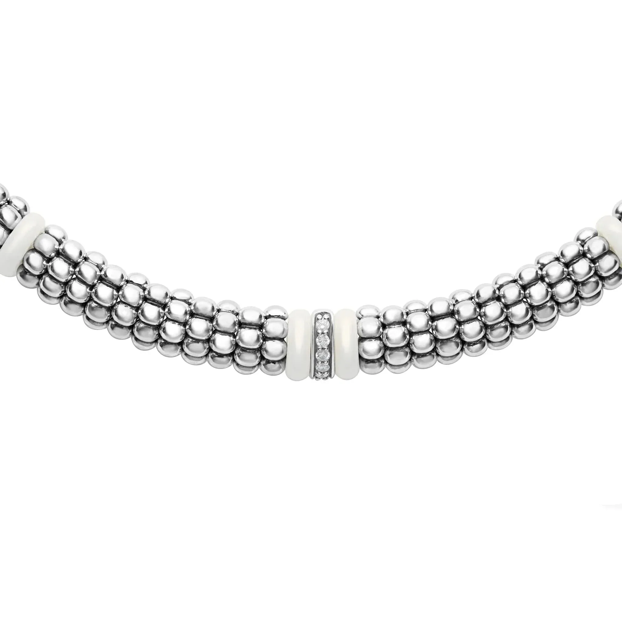Single Station Diamond Caviar Necklace