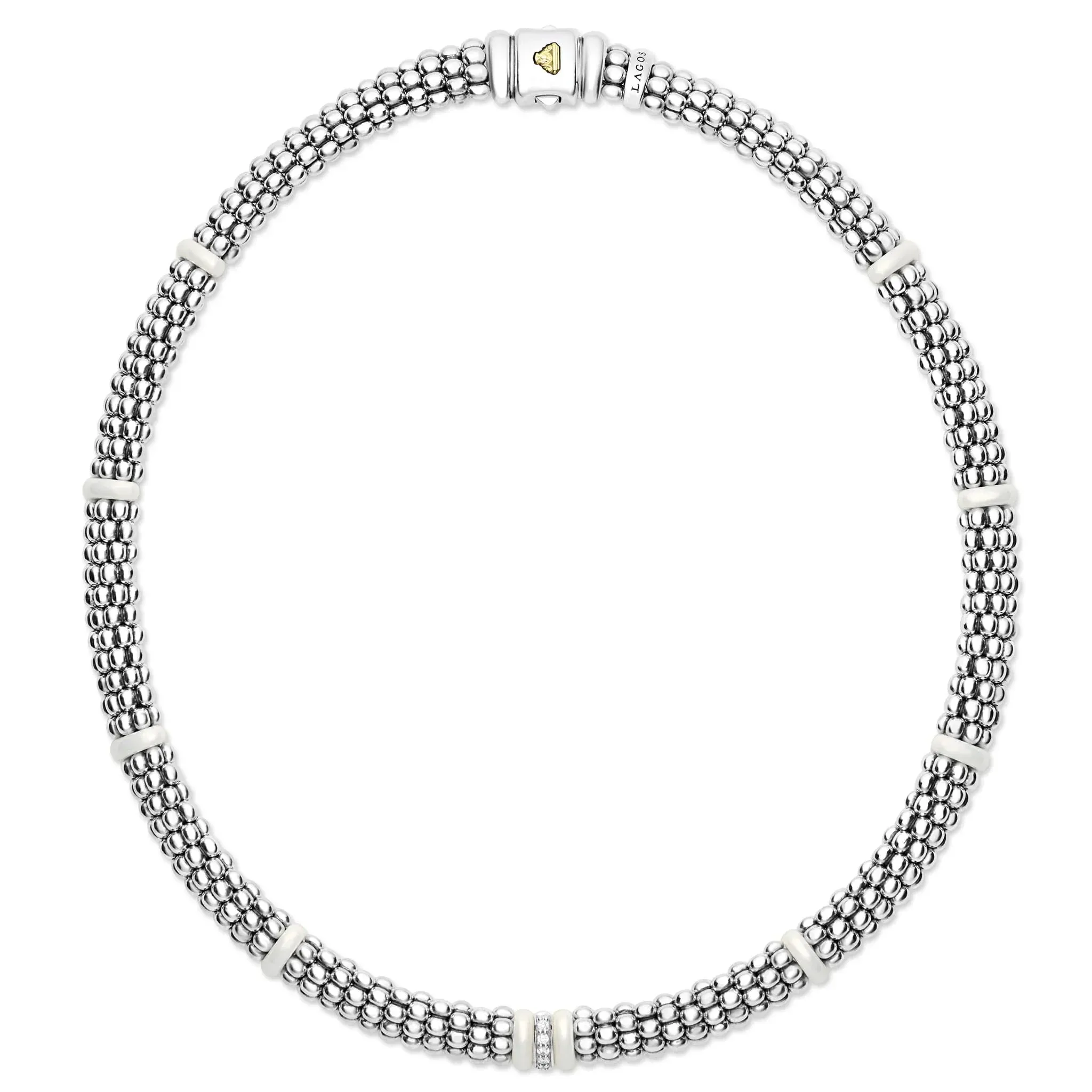 Single Station Diamond Caviar Necklace