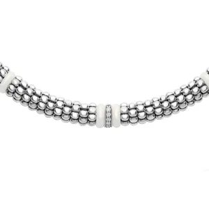 Single Station Diamond Caviar Necklace