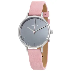 Skagen Anita Mirror Gray Dial Ladies Pink Leather Watch SKW2411