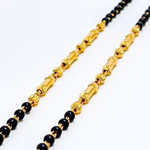 Slender Chic 22k Gold Black Bead Baby Bracelet Pair