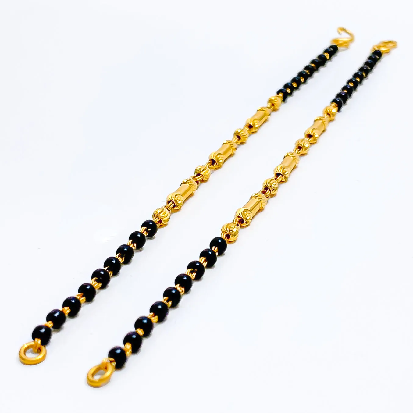 Slender Chic 22k Gold Black Bead Baby Bracelet Pair
