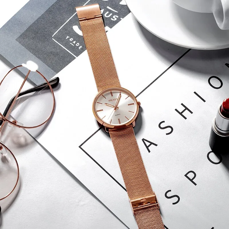 SMAEL Gold Watch Women Quartz Watches Ladies Steel Bracelet Dress Watches Womens Clock Female Gift Relogio Feminino Montre Femme