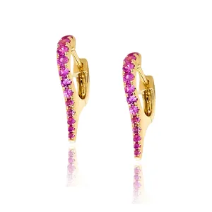 Small Pink Sapphire Stiletto Huggies