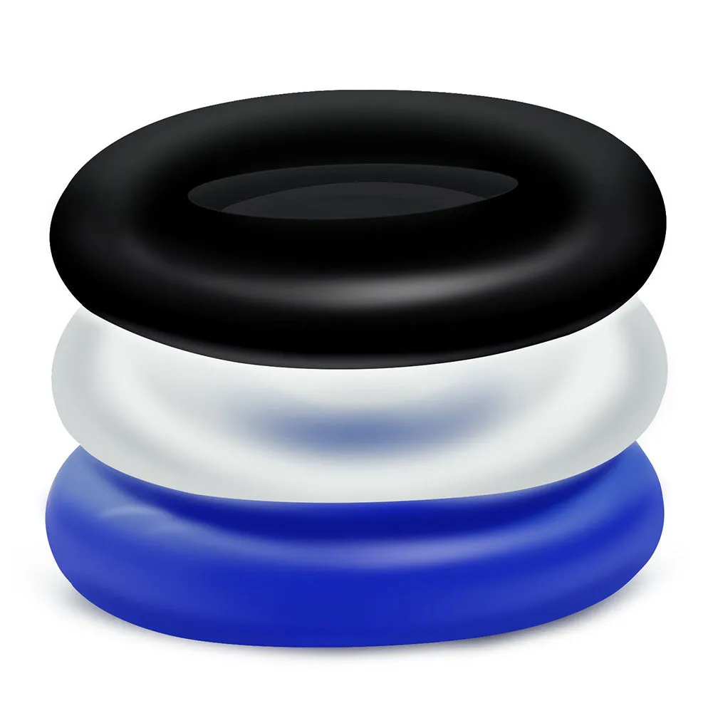 Soft Stretchy Donut Cock Rings Waterproof Silicone Ring Relax 3 Seamless Same Size Different Color Toys Boxed three-color ring