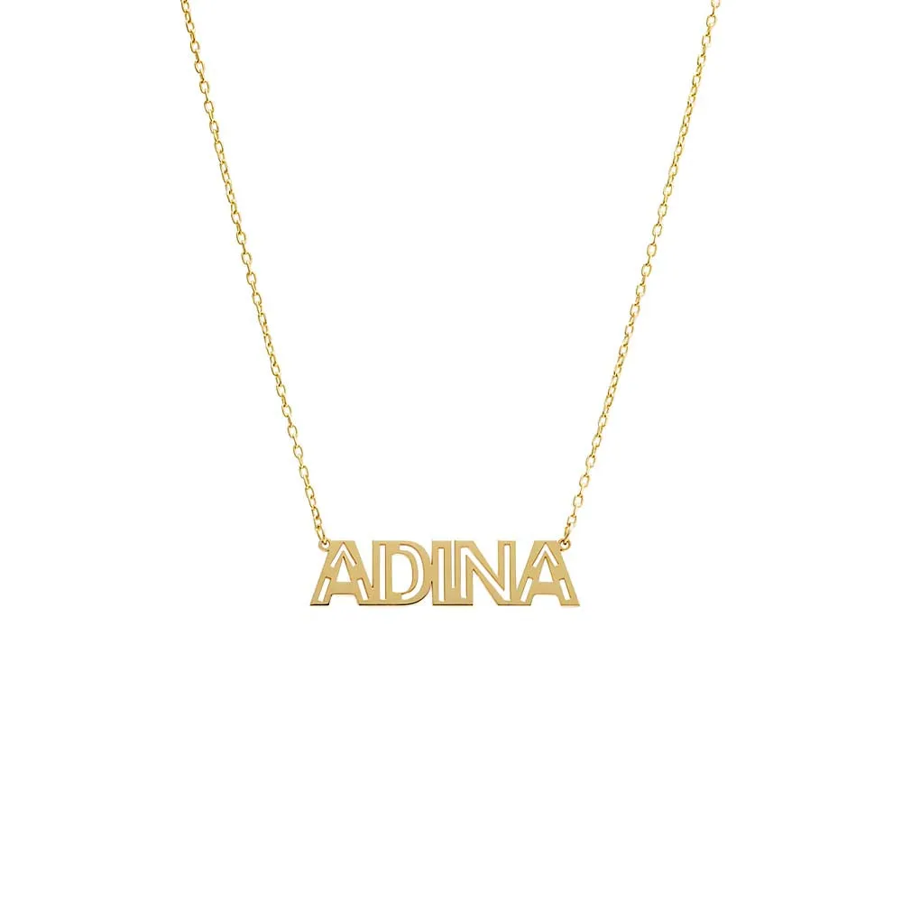 Solid Cutout Uppercase Nameplate Necklace