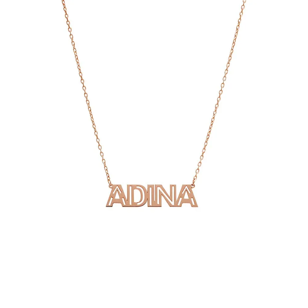 Solid Cutout Uppercase Nameplate Necklace