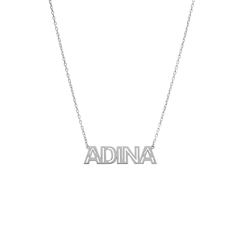 Solid Cutout Uppercase Nameplate Necklace