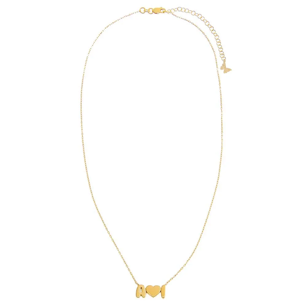 Solid Double Initial X Heart Necklace