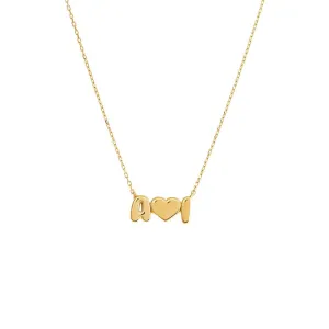 Solid Double Initial X Heart Necklace