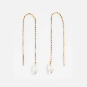 Solid Gold Angel Aura Quartz Threader Earrings for Positivity
