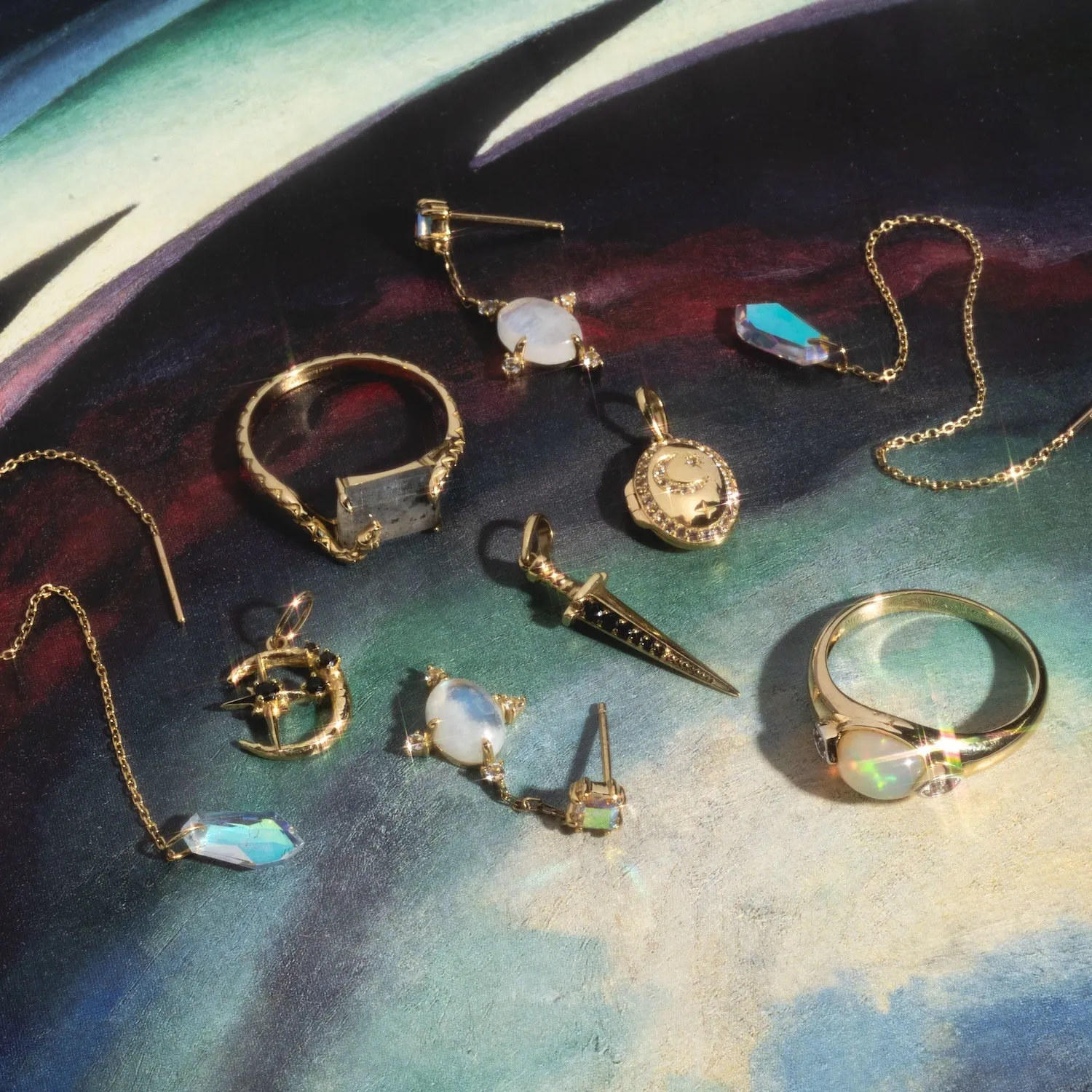 Solid Gold Angel Aura Quartz Threader Earrings for Positivity