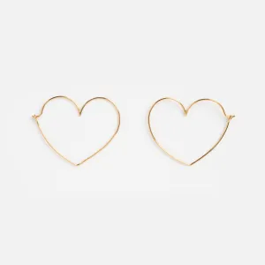 Solid Gold Slim Heart Hoops