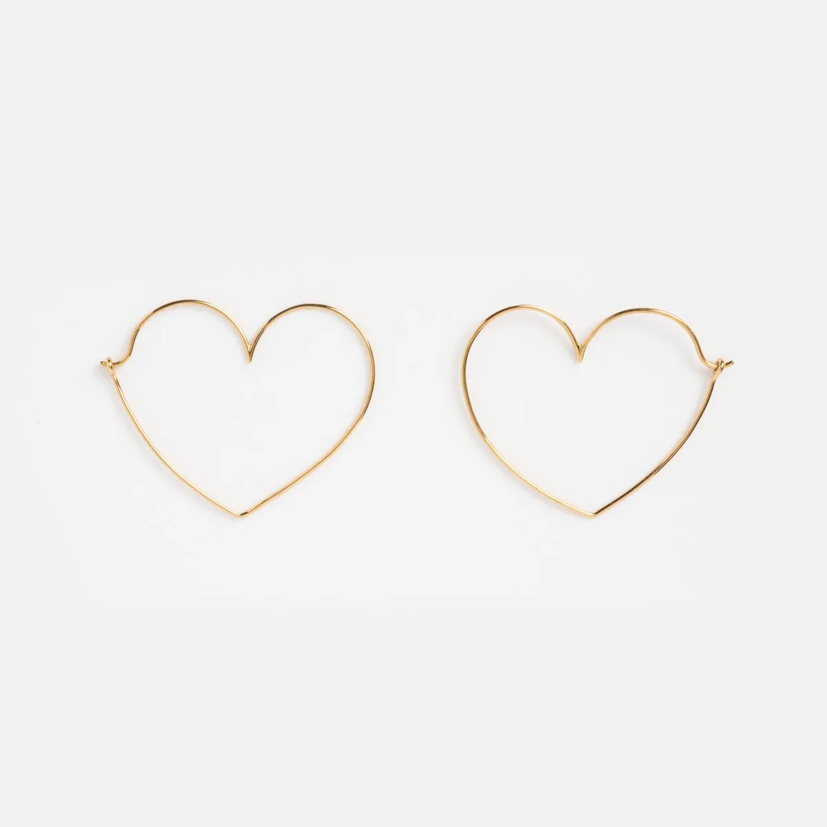 Solid Gold Slim Heart Hoops