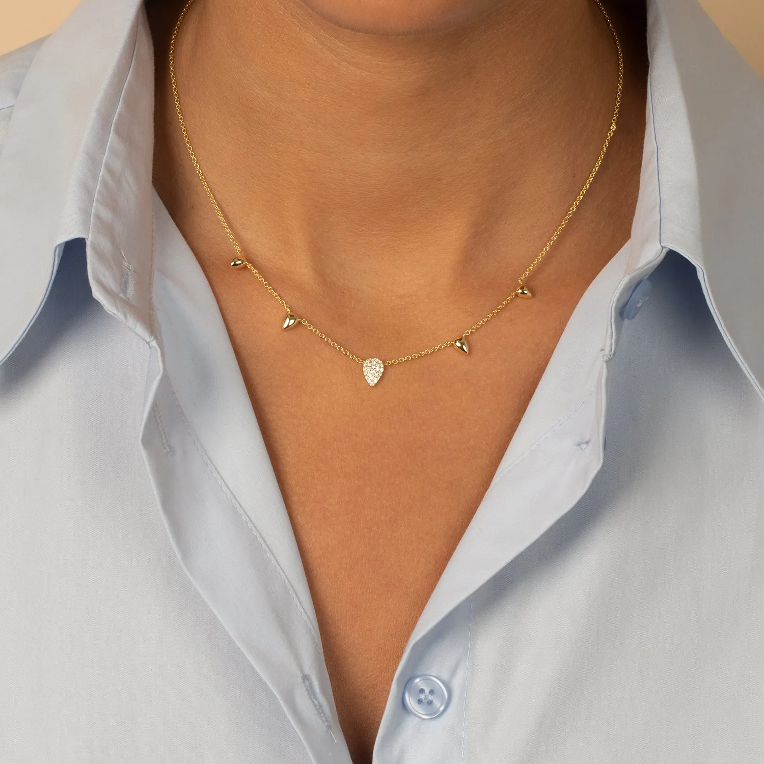 Solid/Pave Spike Necklace