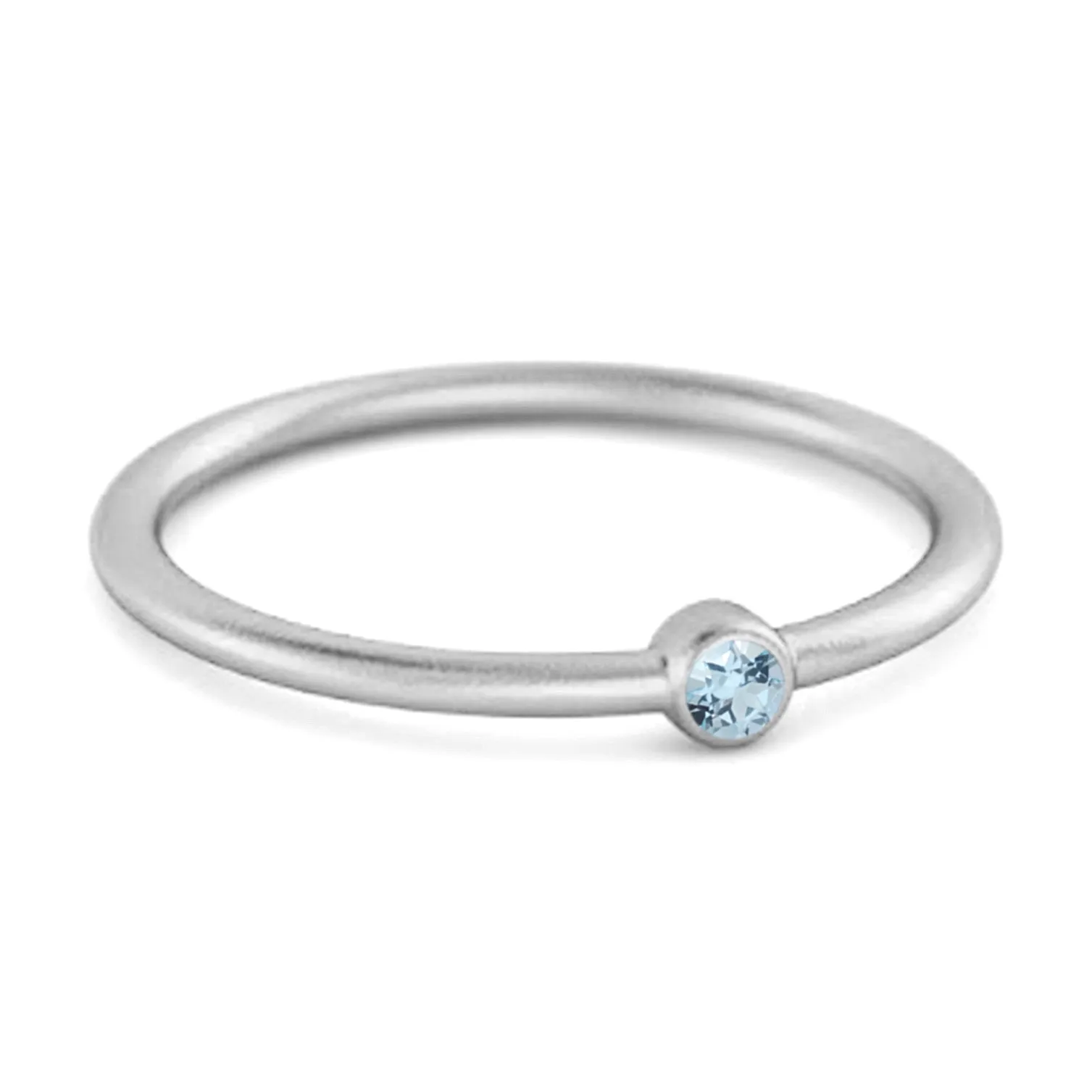 Solitaire 925 Sterling Silver 0.1 Cts Blue Topaz Stackable Tiny Ring