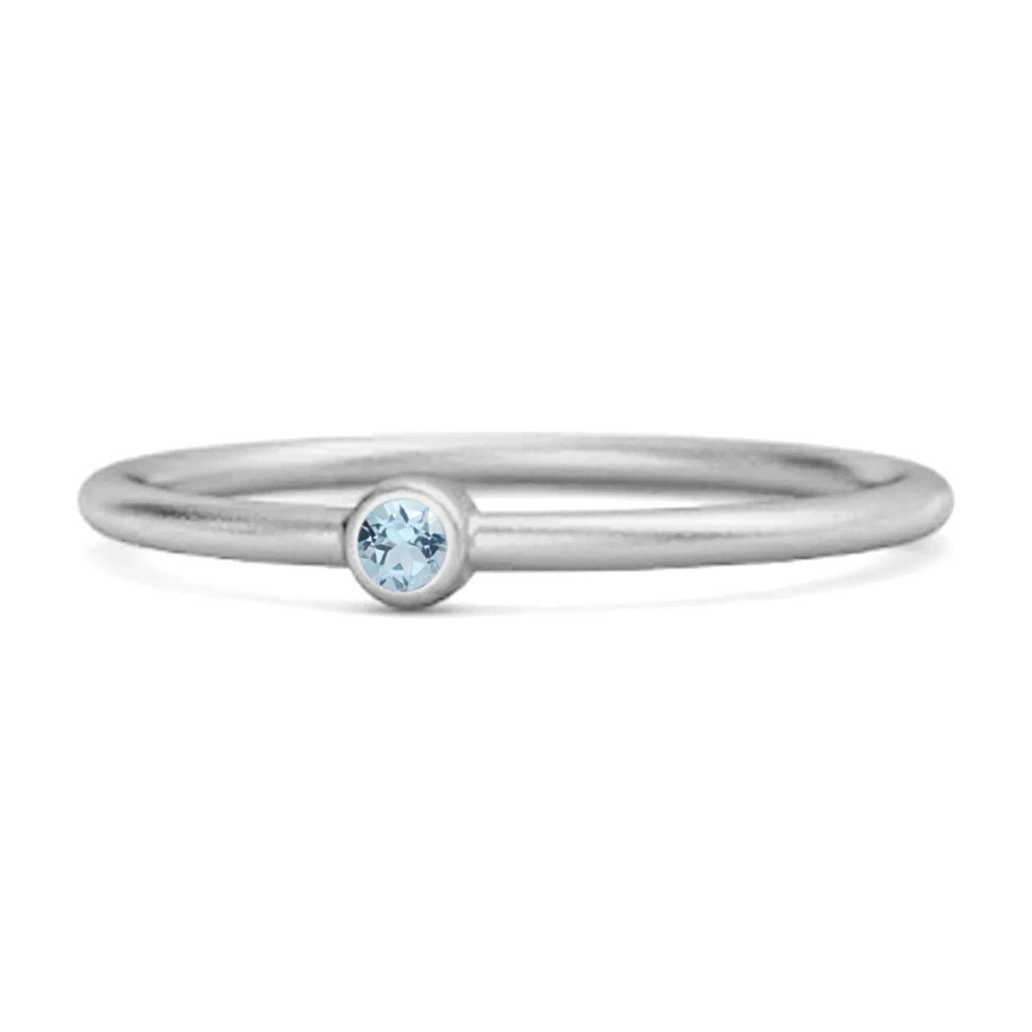 Solitaire 925 Sterling Silver 0.1 Cts Blue Topaz Stackable Tiny Ring