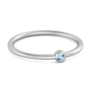 Solitaire 925 Sterling Silver 0.1 Cts Blue Topaz Stackable Tiny Ring