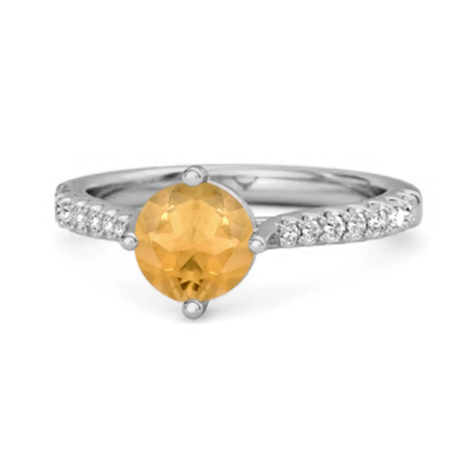 Solitaire Accents 925 Sterling Silver 0.25 Ctw Citrine Princess Ring