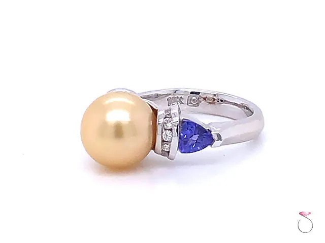 South Sea Golden Pearl, Tanzanite and Diamond Statement Ring