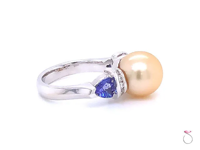 South Sea Golden Pearl, Tanzanite and Diamond Statement Ring