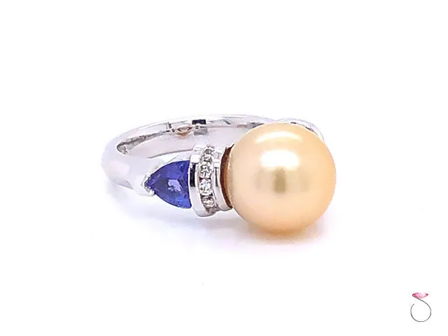 South Sea Golden Pearl, Tanzanite and Diamond Statement Ring