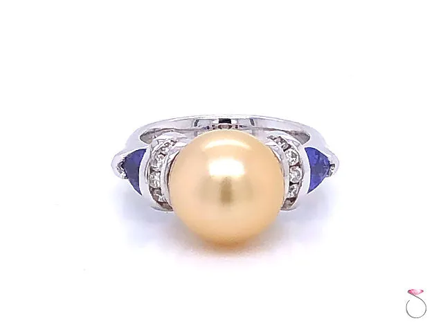 South Sea Golden Pearl, Tanzanite and Diamond Statement Ring