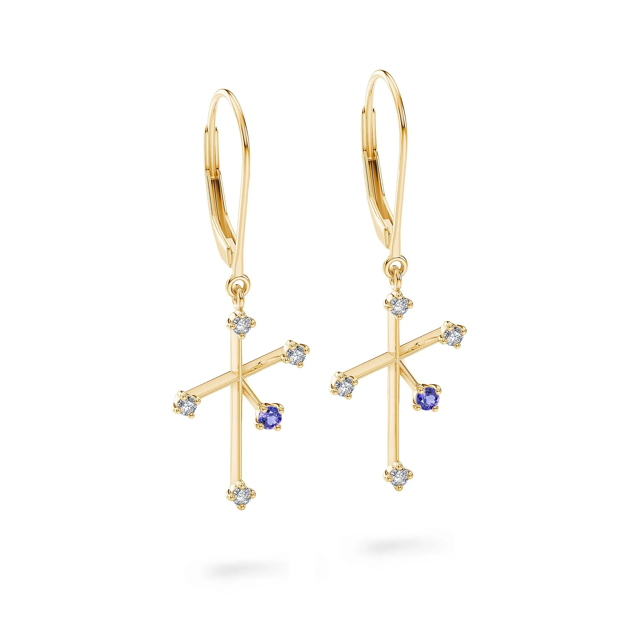 Southern Cross Diamond and Tanzanite Drop Earrings
