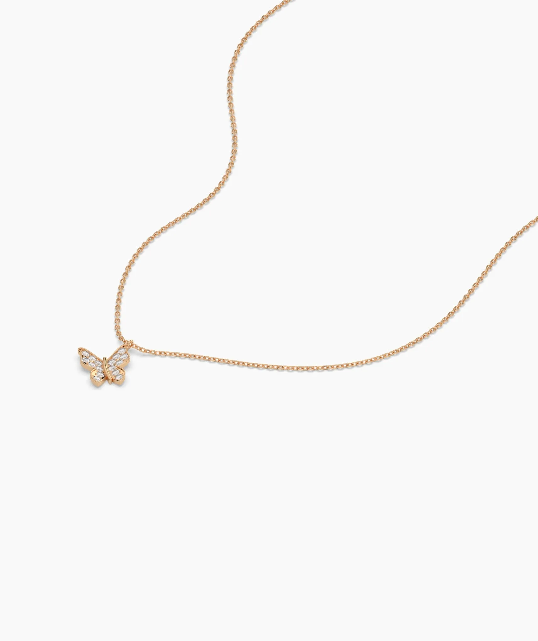 Sparkling Wings 14K Gold Butterfly Pendant