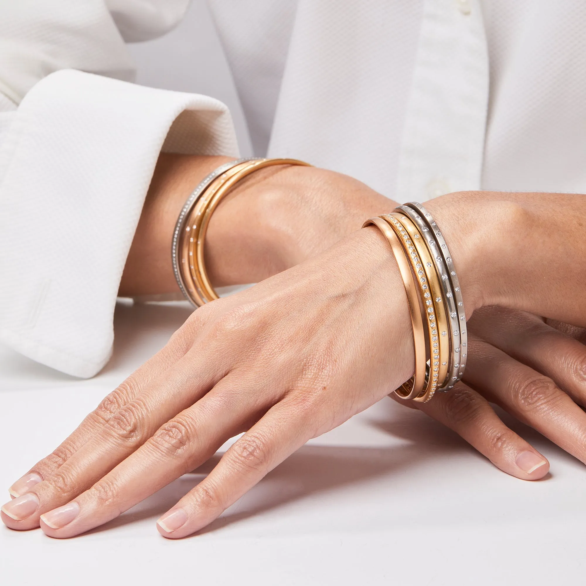 Square Diamond Bangle in 20K Peach Gold