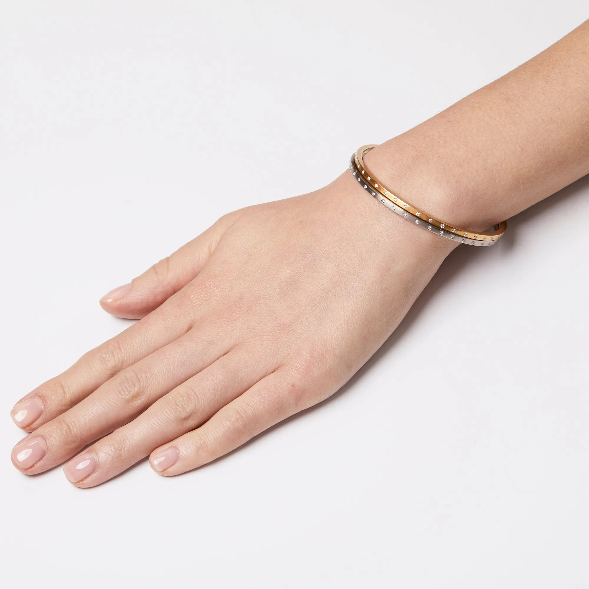 Square Diamond Bangle in 20K Peach Gold