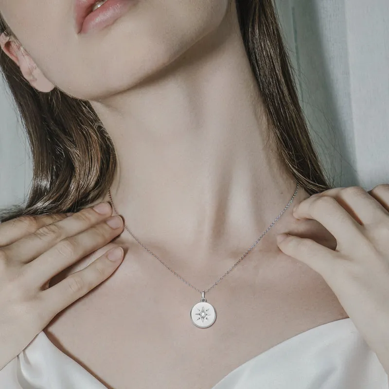 Star 0.06ct Round Cut Moissanite Disc Pendant Necklace