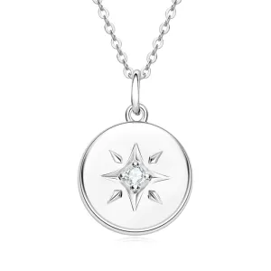 Star 0.06ct Round Cut Moissanite Disc Pendant Necklace