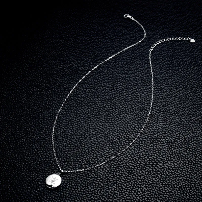 Star 0.06ct Round Cut Moissanite Disc Pendant Necklace