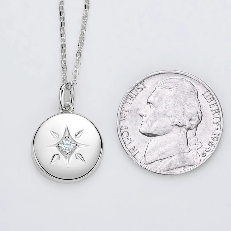 Star 0.06ct Round Cut Moissanite Disc Pendant Necklace