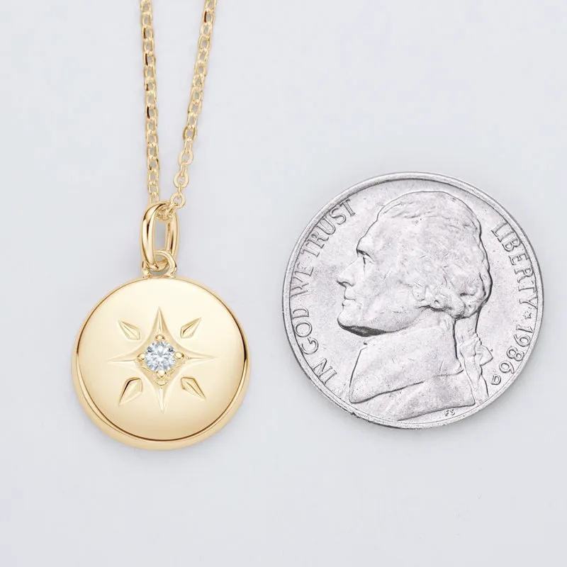 Star 0.06ct Round Cut Moissanite Disc Pendant Necklace