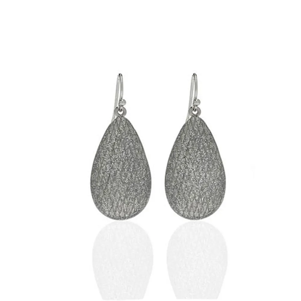 Stardust Silvertone Tear Drop Earring