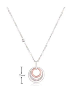 Sterling Silver & Rose Gold Plated Multi Circle Cubic Zirconia Pendant on 42 3cm Chain