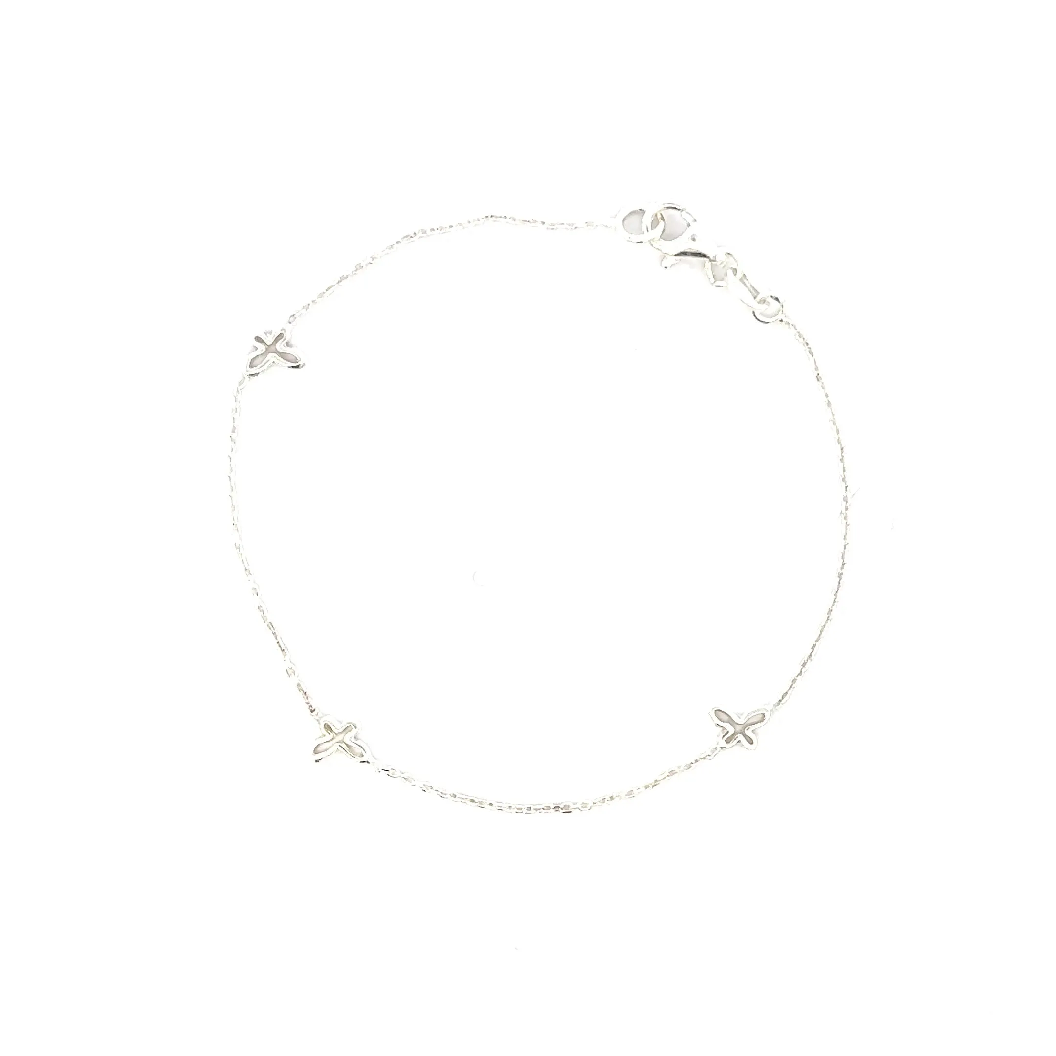 Sterling Silver Bracelet with Three Butterflies 19cm