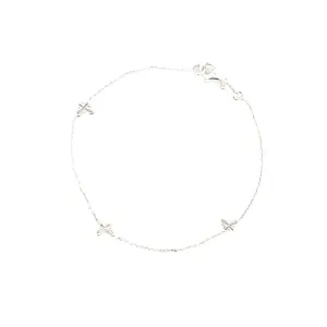 Sterling Silver Bracelet with Three Butterflies 19cm