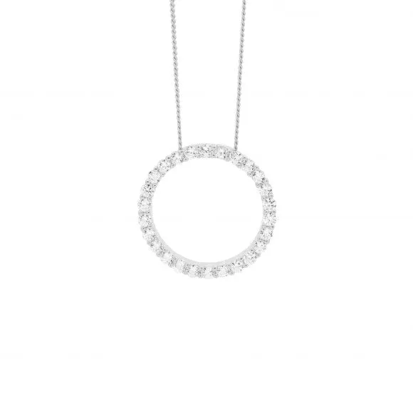 Sterling Silver Circle Pendant with Cubic Zirconias 15mm P816S