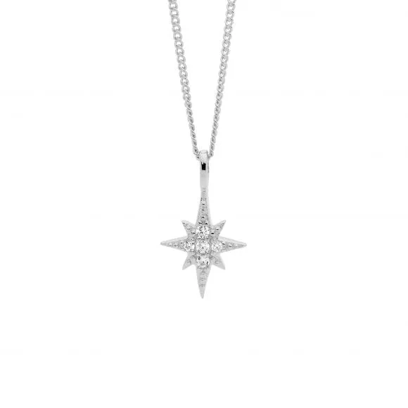 Sterling Silver Cubic Zirconia Star Pendant P849S